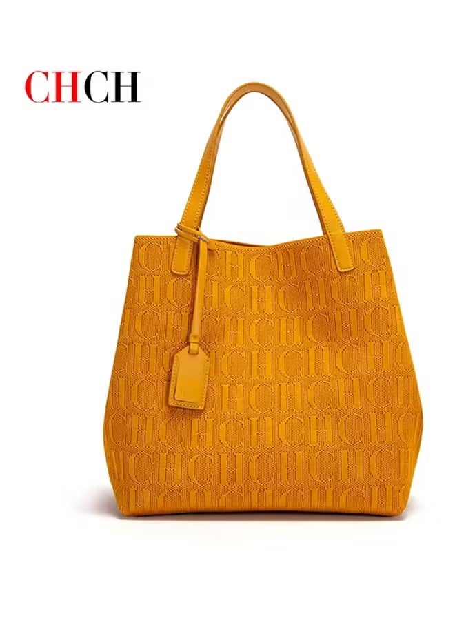 Chchmu CHCH New Fashionable Design Women's Large-capacity Tote Bag Yellow - Image 1